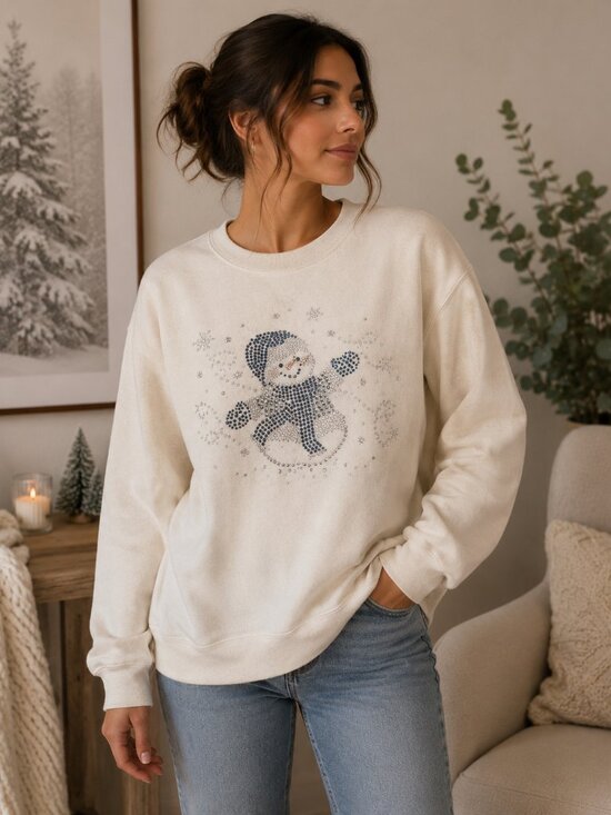 Sweaters - Vintage Decorated Originals Snowman Rhinestone Sweatshirt | L